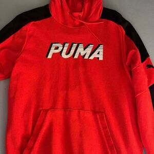 Red puma hoodie with black
